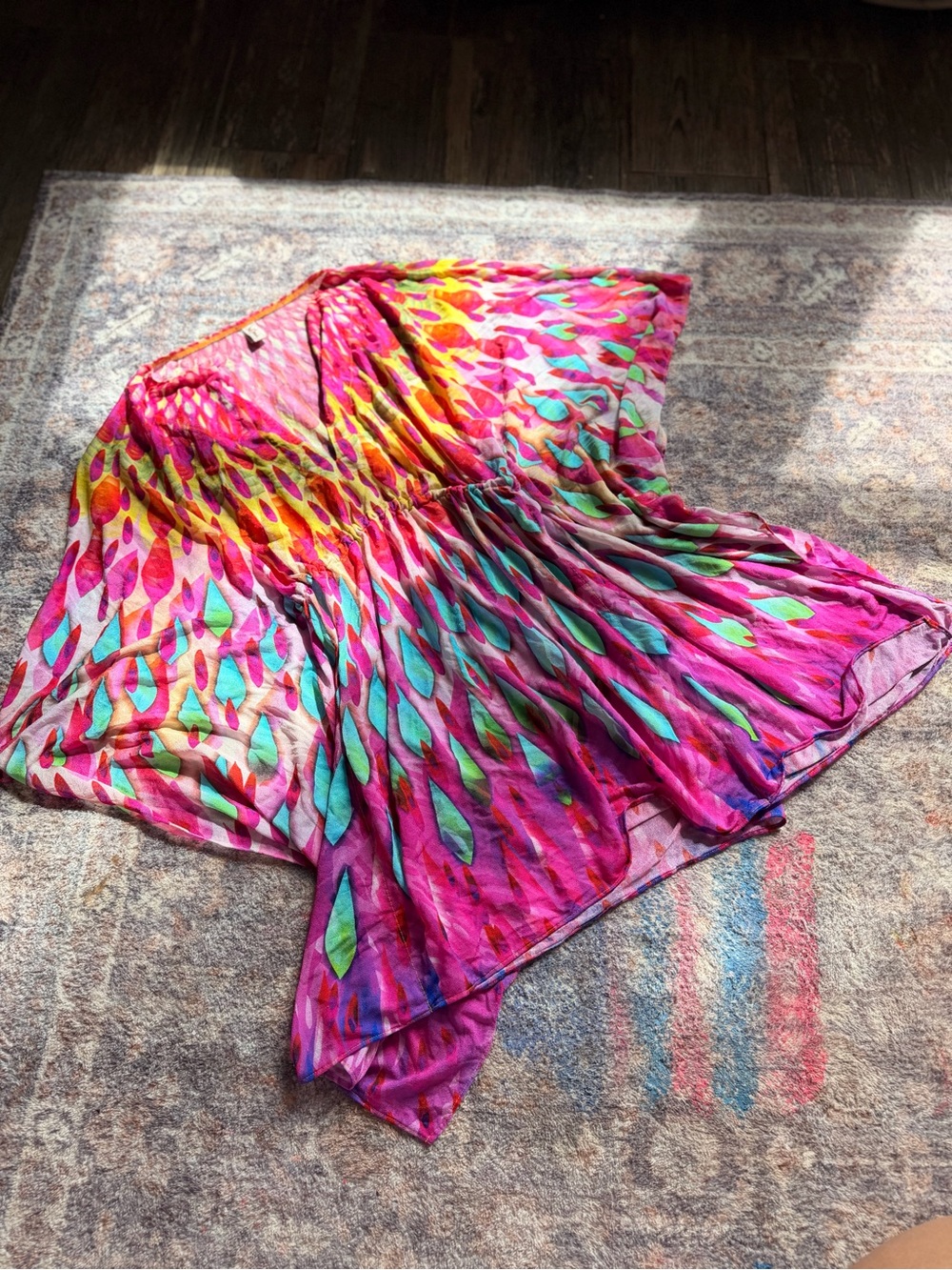 Luli Fama "Bajo Un Mismo Sol" Short Caftan Dress Swim Cover-Up.